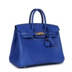 HERMÈS BIRKIN 25 BLEU ROYAL MATTE POROSUS CROCODILE GOLD HARDWARE