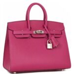 HERMÈS BIRKIN SELLIER 25 ROSE POURPRE VEAU MADAME PALLADIUM HARDWARE