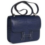HERMÈS CONSTANCE 1-24 BLEU SAPHIR MATTE ALLIGATOR MARQUETTE PALLADIUM HARDWARE