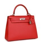 HERMÈS KELLY SELLIER 25 ROUGE DE COEUR VERSO EPSOM PALLADIUM HARDWARE