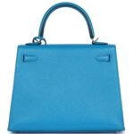 HERMÈS KELLY SELLIER 25 BLEU ZANZIBAR CHEVRE PALLADIUM HARDWARE
