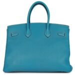 PRE-OWNED HERMÈS BIRKIN 35 BLUE JEAN TOGO PALLADIUM HARDWARE