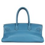 PRE-OWNED HERMÈS SHOULDER BIRKIN 42 JPG BLUE JEAN CLEMENCE PALLADIUM HARDWARE