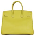 PRE-OWNED HERMÈS BIRKIN 35 LIME CANDY EPSOM PALLADIUM HARDWARE