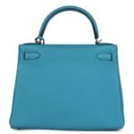 PRE-OWNED HERMÈS KELLY RETOURNE 28 TURQUOISE TOGO GOLD HARDWARE