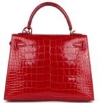HERMÈS KELLY 25 SELLIER BRAISE SHINY ALLIGATOR MISSISSIPPIENSIS GOLD HARDWARE