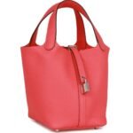 HERMÈS PICOTIN LOCK 18 ROSE TEXAS CLEMENCE PALLADIUM HARDWARE