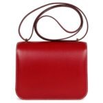 HERMÈS KELLY SELLIER 28 ROUGE PIMENT BOX PALLADIUM HARDWARE