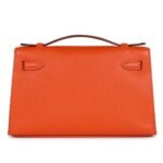 PRE-OWNED HERMÈS KELLY POCHETTE FEU EPSOM PALLADIUM HARDWARE