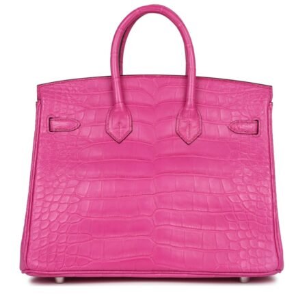 HERMÈS BIRKIN 25 ROSE SHOCKING MATTE ALLIGATOR PALLADIUM HARDWARE