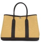 HERMÈS GARDEN PARTY 30 PAILLE TOILE MILITAIRE CANVAS AND EBENE NEGONDA PALLADIUM HARDWARE