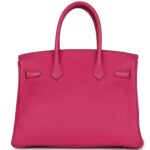 PRE-OWNED HERMÈS BIRKIN 30 ROSE SHOCKING CLEMENCE PALLADIUM HARDWARE