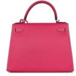 PRE-OWNED HERMÈS KELLY SELLIER 28 ROSE TYRIEN EPSOM PALLADIUM HARDWARE