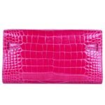 PRE-OWNED HERMÈS KELLY WALLET TO GDE SHINY ALLIGATOR PALLADIUM HARDWAREO ROSE SCHEHERAZA