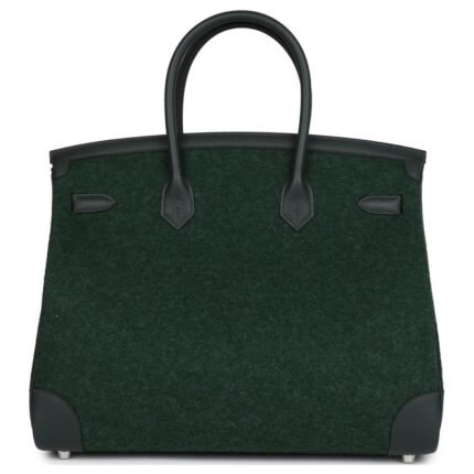 HERMÈS BIRKIN 35 VERT ANGLAIS FEUTRE WOOL AND VERT FONCE FEUTRE SWIFT PALLADIUM HARDWARE