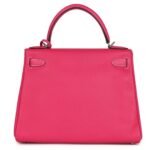 PRE-OWNED HERMÈS KELLY RETOURNE 28 ROSE TYRIEN CANDY EPSOM PALLADIUM HARDWARE