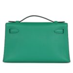 HERMÈS KELLY POCHETTE VERT VERTIGO SWIFT PALLADIUM HARDWARE