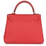 PRE-OWNED HERMÈS KELLY RETOURNE 28 ROSE JAIPUR CLEMENCE GOLD HARDWARE