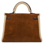 PRE-OWNED HERMÈS TEDDY KELLY 35 SHEARLING AND EBENE BARENIA PALLADIUM HARDWARE