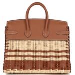 HERMÈS PICNIC BIRKIN 25 GOLD SWIFT AND STRIPE WICKER PALLADIUM HARDWARE