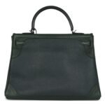 PRE-OWNED HERMÈS GHILLIES KELLY 35 RETOURNE VERT FONCE CLEMENCE AND VERT ANGLAIS EVERCOLOR PALLADIUM HARDWARE