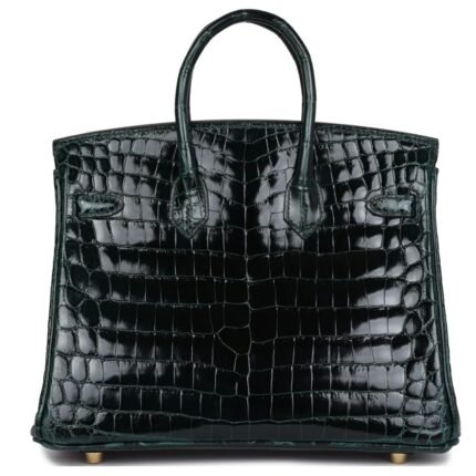 HERMÈS BIRKIN 25 VERT CYPRESS SHINY NILOTICUS CROCODILE GOLD HARDWARE