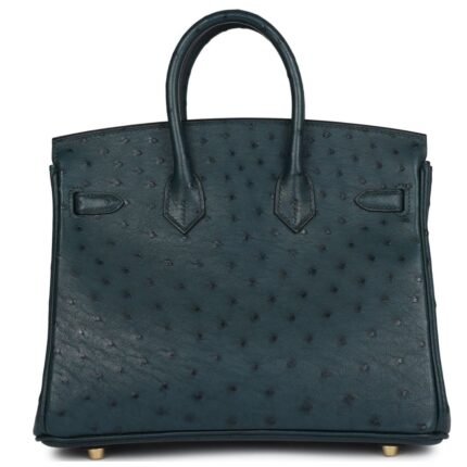 HERMÈS BIRKIN 25 VERT CYPRES OSTRICH GOLD HARDWARE