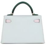 HERMÈS KELLY SELLIER 20 TRI COLOR GRIS PLATINE MAUVE PALE AND VERT MOYEN EPSOM GOLD HARDWARE