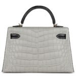 HERMÈS SPECIAL ORDER HSS KELLY SELLIER 20 GRIS PERLE AND BLACK MATTE ALLIGATOR GOLD HARDWARE