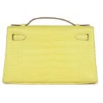 HERMÈS KELLY POCHETTE LIME MATTE ALLIGATOR PALLADIUM HARDWARE