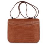 HERMÈS CONSTANCE 1-24 GOLD MATTE ALLIGATOR MARQUETTE PALLADIUM HARDWARE