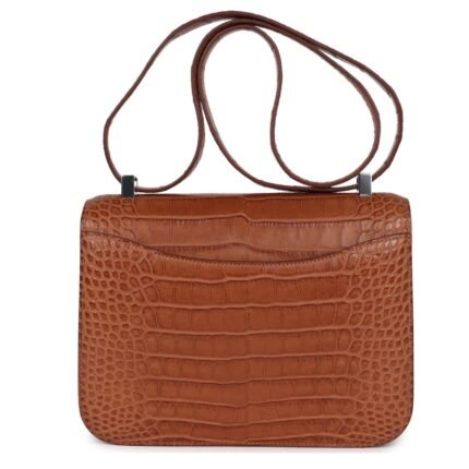 HERMÈS CONSTANCE 1-24 GOLD MATTE ALLIGATOR MARQUETTE PALLADIUM HARDWARE
