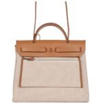 HERMÈS HERBAG ZIP PM 31 BRIDES DE GALA NATURAL SABLE BERLINE HUNTER AND ECRU TOILE H CANVAS PALLADIUM HARDWARE
