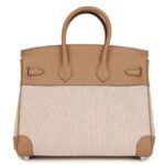 HERMÈS BIRKIN 25 TOILE H AND CHAI SWIFT PALLADIUM HARDWARE