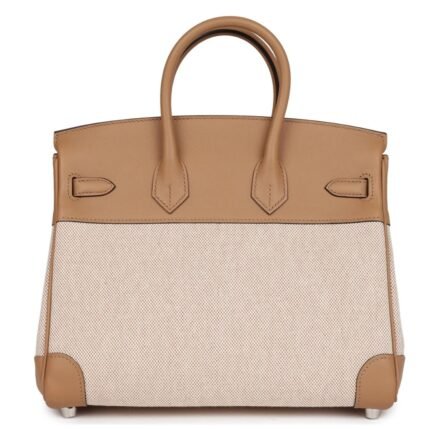 HERMÈS BIRKIN 25 TOILE H AND CHAI SWIFT PALLADIUM HARDWARE