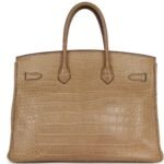 PRE-OWNED HERMÈS BIRKIN 35 POUSSIERE MATTE ALLIGATOR PALLADIUM HARDWARE