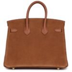 PRE-OWNED HERMÈS BIRKIN 25 CHAMOIS GRIZZLY AND GOLD SWIFT GOLD HARDWARE