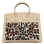 HERMÈS BIRKIN 35 PARCHEMIN TOGO AND LEOPARD TROIKA PALLADIUM HARDWARE