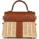 PRE-OWNED HERMÈS MINI PICNIC KELLY 20 FAUVE BARENIA PALLADIUM HARDWARE