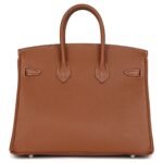 PRE-OWNED HERMÈS BIRKIN 25 GOLD TOGO PALLADIUM HARDWARE
