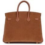 PRE-OWNED HERMÈS BIRKIN 25 CHAMOIS GRIZZLY AND GOLD SWIFT GOLD HARDWARE