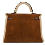 PRE-OWNED HERMÈS TEDDY KELLY 35 SHEARLING AND EBENE BARENIA PALLADIUM HARDWARE