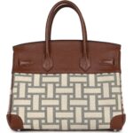 PRE-OWNED HERMÈS BIRKIN 30 MARRON D'INDE BUFFALO AND MOSAIQUE CANVAS PALLADIUM HARDWARE