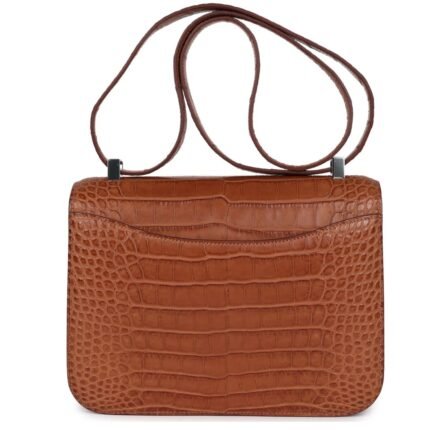 HERMÈS CONSTANCE 1-24 GOLD MATTE ALLIGATOR MARQUETTE PALLADIUM HARDWARE