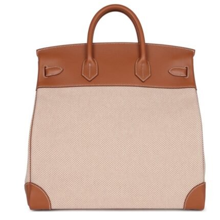 HERMÈS BIRKIN HAC 40 GOLD EVERCOLOR AND ECRU TOILE PALLADIUM HARDWARE