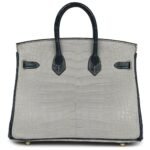HERMÈS SPECIAL ORDER HSS BIRKIN 25 GRIS PERLE AND VERT ROUSSEAU MATTE ALLIGATOR BRUSHED GOLD HARDWARE