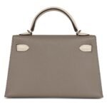 PRE-OWNED HERMÈS SPECIAL ORDER HSS KELLY SELLIER 20 CRAIE AND GRIS ASPHALTE EPSOM PERMABRASS HARDWARE