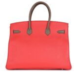 PRE-OWNED HERMÈS BIRKIN 30 CASCADE ROSE JAIPUR ETOUPE AND ARGILE SWIFT AND CLEMENCE BRUSHED PALLADIUM HARDWARE