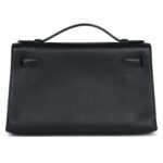 PRE-OWNED HERMÈS KELLY POCHETTE BLACK SWIFT PALLADIUM HARDWARE