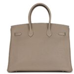 PRE-OWNED HERMÈS BIRKIN 35 GRIS TOURTERELLE TOGO PALLADIUM HARDWARE